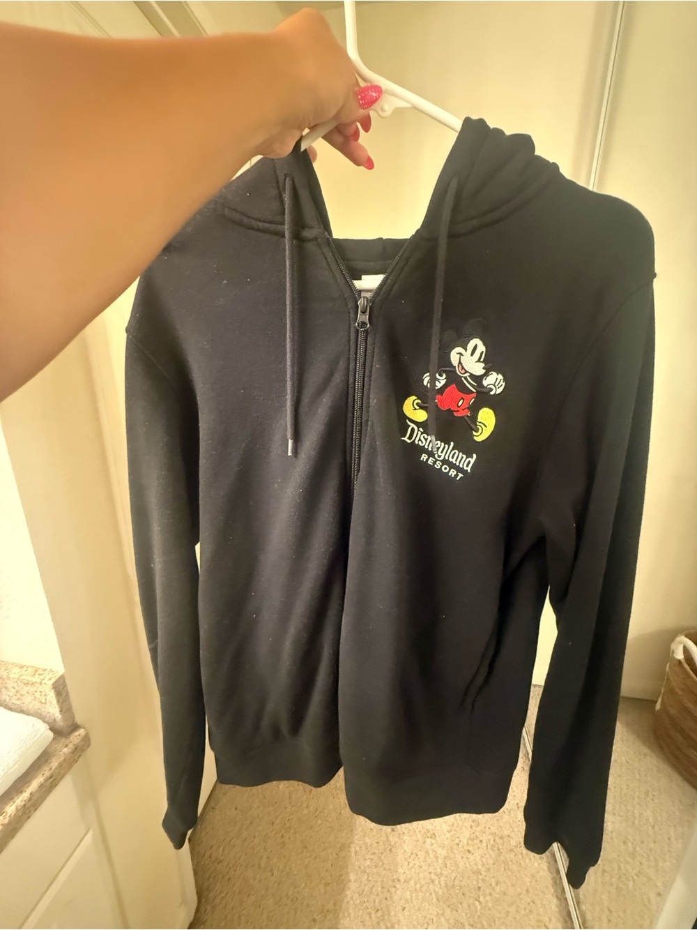 Disneyland Resort | Mickey Mouse Black Embroidered Full Zip Hoodie Size L